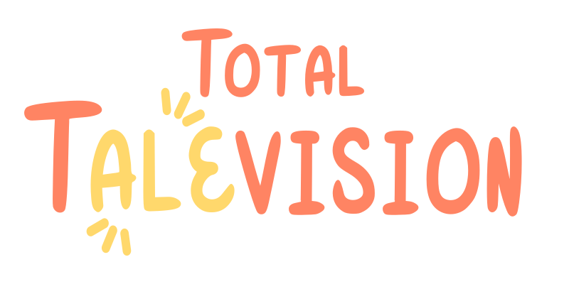 Total TaleVision logo, colored yellow. The 'ale' is red and has lines around it.